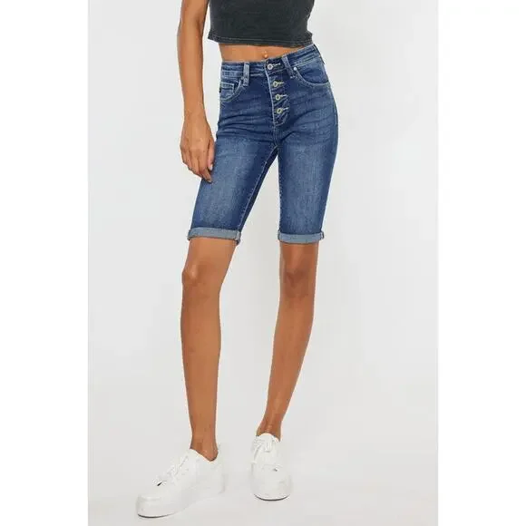 Kan Can High Rise Cuff Bermuda Jeans - KC6312M - Size 11/29 - Picture 7 of 10